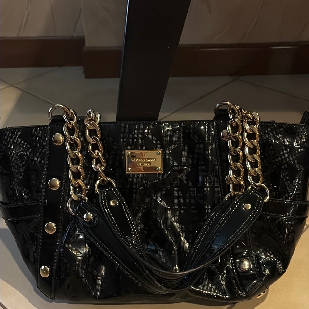 Michael Kors Black and Gold Shoulder Bag